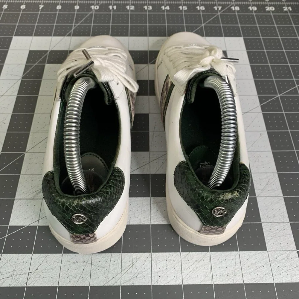 Michael Kors Sneakers Womens Size 6.5 Irving Stripe Lace Up Python Shoes White